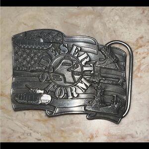 Vintage Operation Desert Storm Military Pewter Belt Buckle 1991 Buckle Co. USA